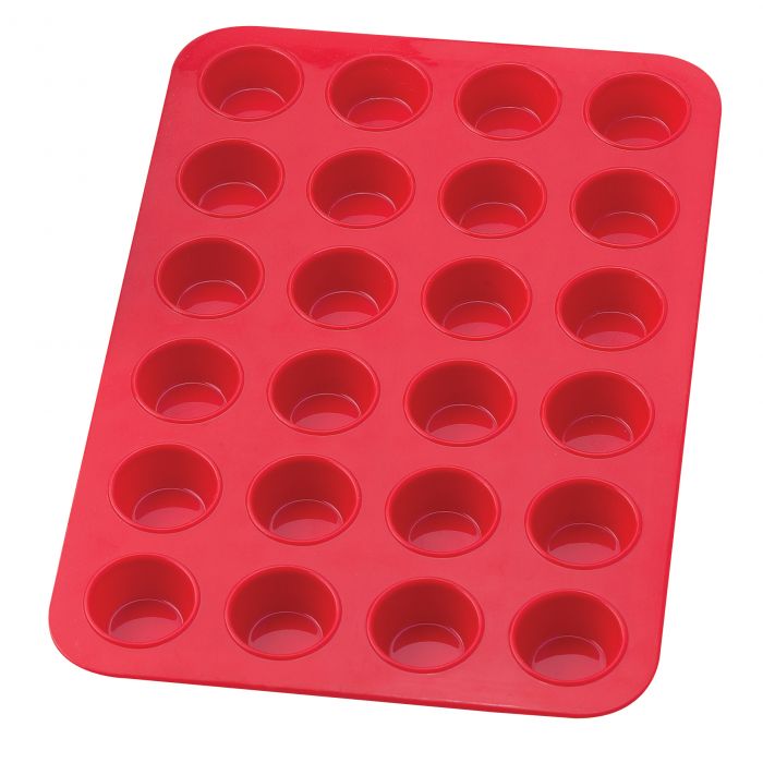 the silicone mini muffin pan on a white background