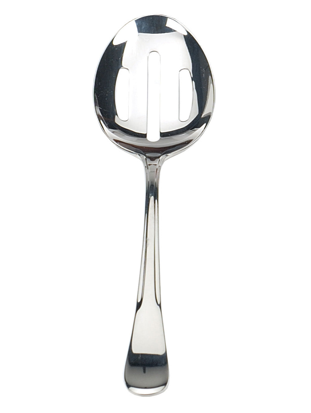 stainless steel Slotted Serving Spoon on white background.