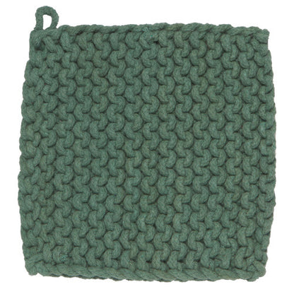 jade knit potholder on a white background.