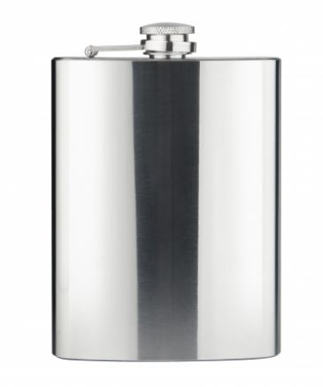 stainless steel flask on a white background