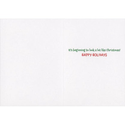 inside view of card is white with green and red text listed in the description 