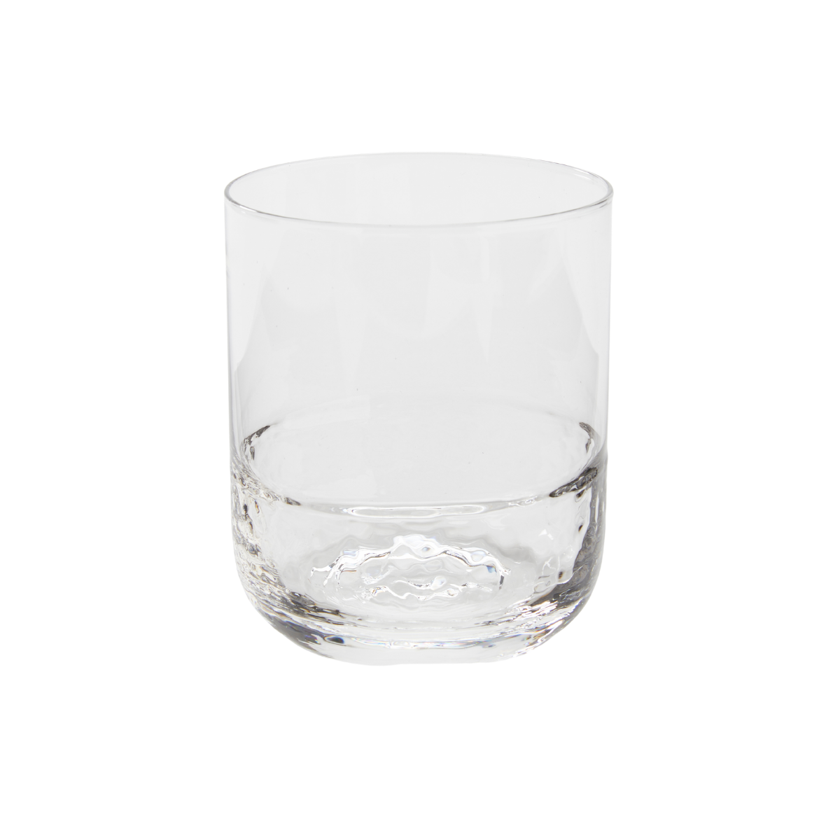 short drinking glass on white background.