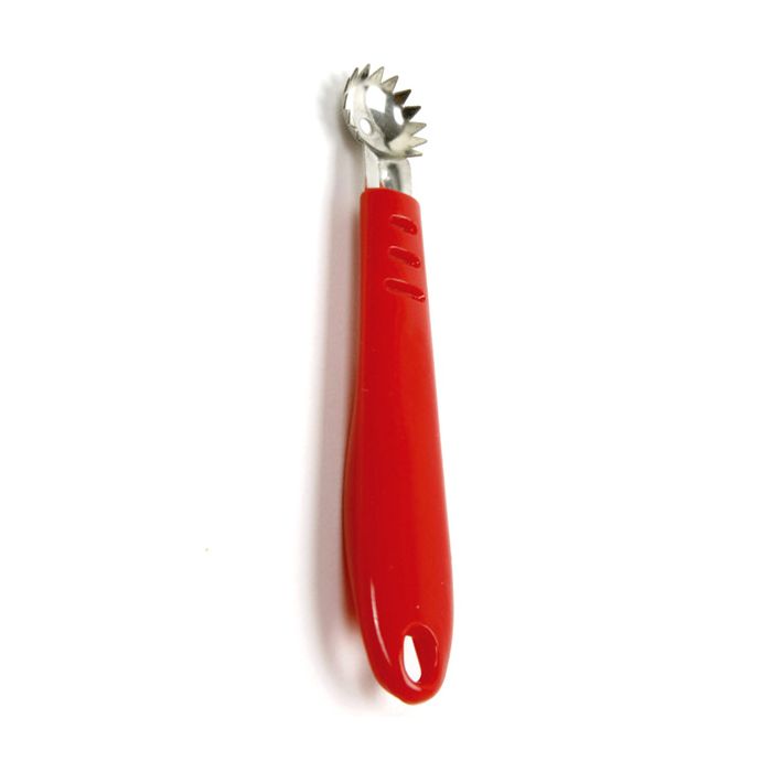 tomato corer with red handle.