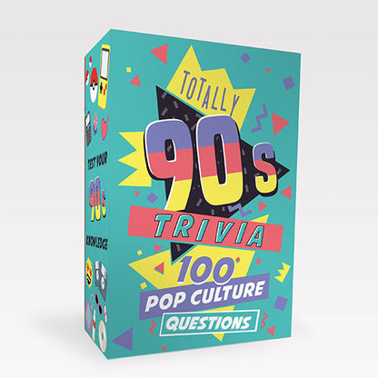 the totally 90s trivia package on a white background