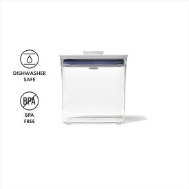 OXO 1.7 Qt. / 1.6 Liter Clear Rectangular SAN Plastic Food Storage  Container with Stainless Steel POP Lid