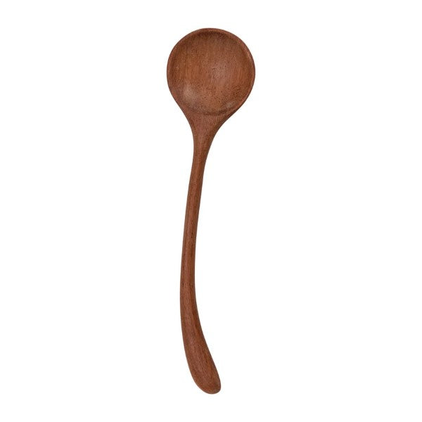 curved handle doussie wood utensil on a white background