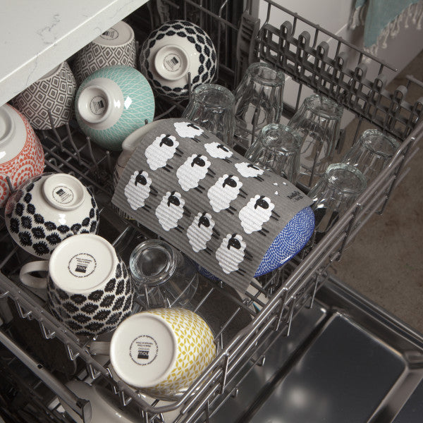 swedish dish cloth in dishwasher.