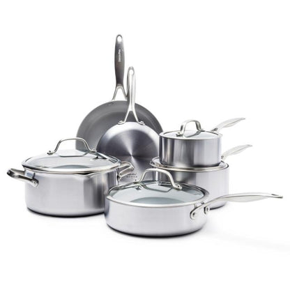 cookware arranged on white background