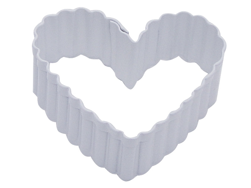 heart with ruffled edge shaped metal cookie cutter.