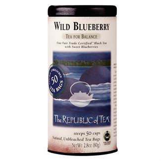 wild blueberry black tea canister on a white background