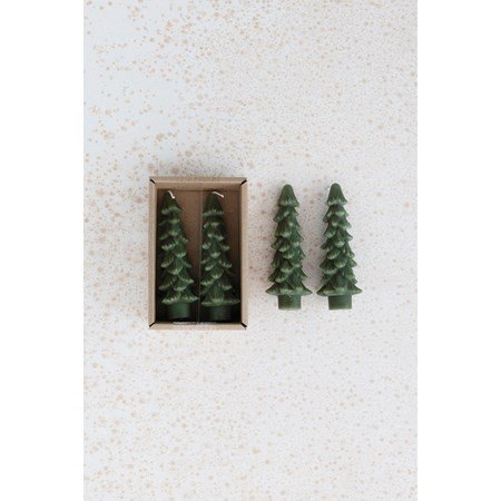 dark green  tree shaped candles.