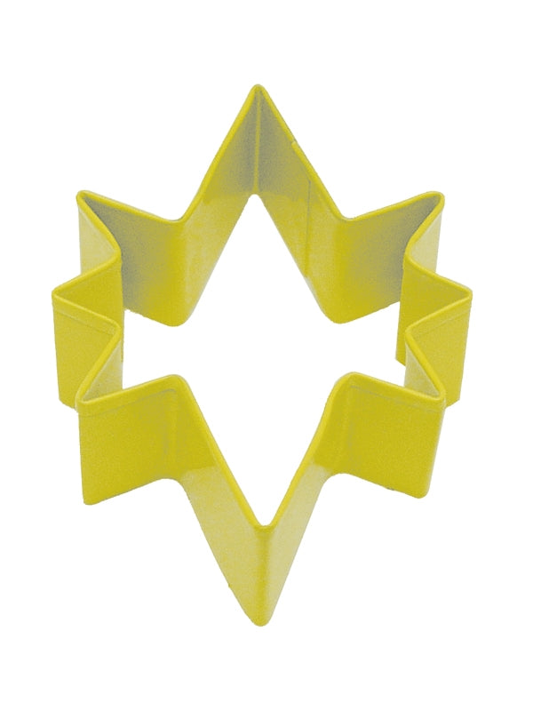 star of bethlehem shaped yellow metal cookie cutter.