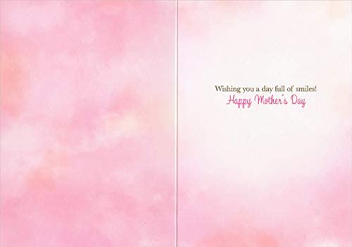 inside of card is pink and white water paint with text indicated in description 